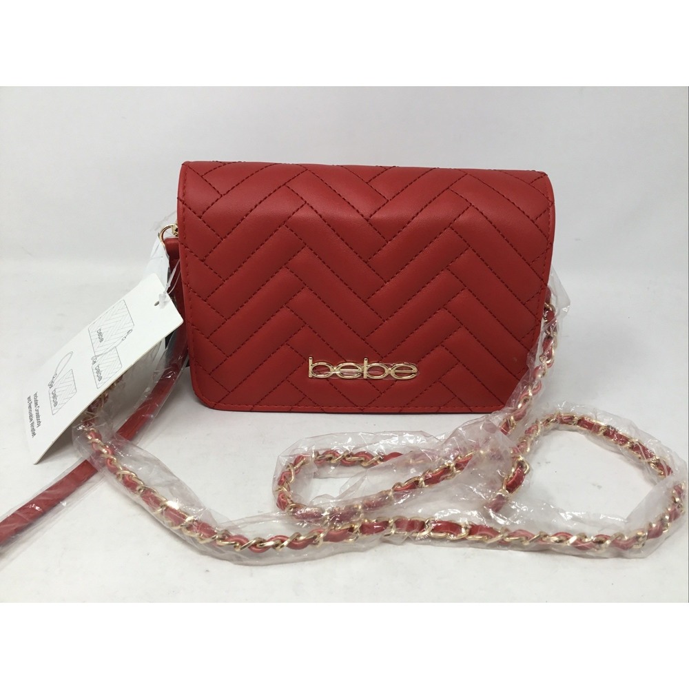 NEW Bebe Cherry Red Sophia Crossbody Small Rectangular Bag